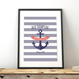 Nautical Baby Boy Personalised Bedroom Print