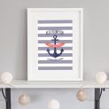 Nautical Baby Boy Personalised Nursery Print