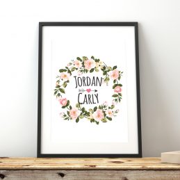 Wreath Personalised Print Gift for Couple's