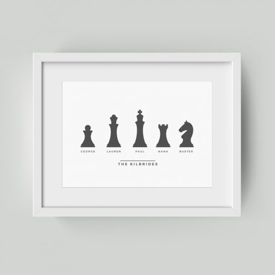 Personalised Prints UK Family Framed Gift Chess Pieces